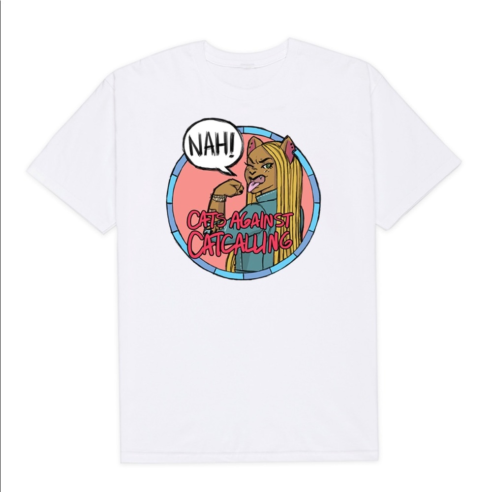 “Cats Against Cat Calling” graphic t-shirt